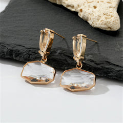 Crystal & 18K Gold-Plated Abstract & Pear-Cut Drop Earrings