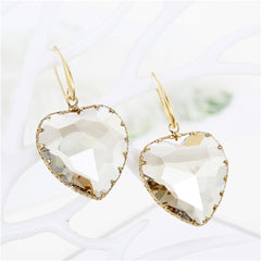 Crystal & 18K Gold-Plated Heart Drop Earrings