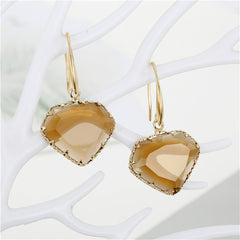 Coffee Crystal & 18K Gold-Plated Heart Drop Earrings
