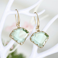 Green Crystal & 18K Gold-Plated Diamond-Shape Drop Earrings