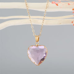 Pink Crystal & 18K Gold-Plated Heart Pendant Necklace