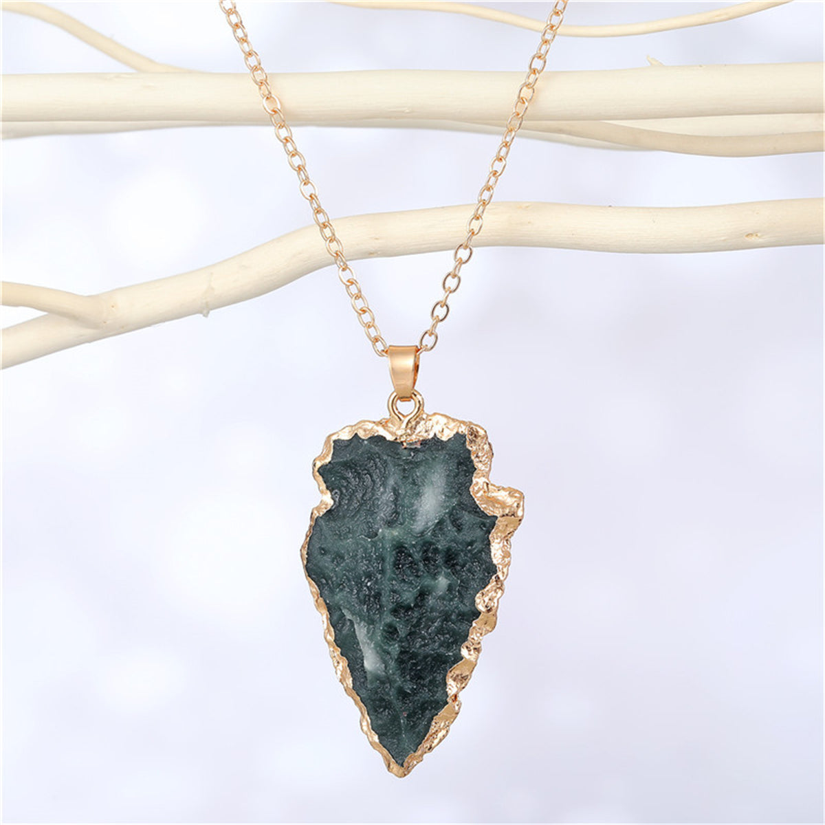 Green Resin & 18K Gold-Plated Geometric Pendant Necklace