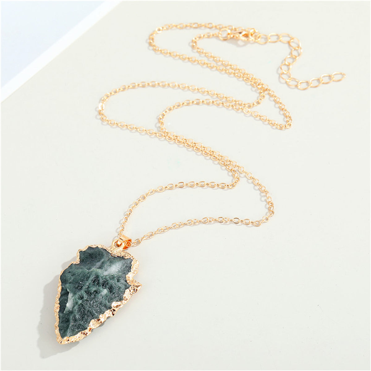 Green Resin & 18K Gold-Plated Geometric Pendant Necklace