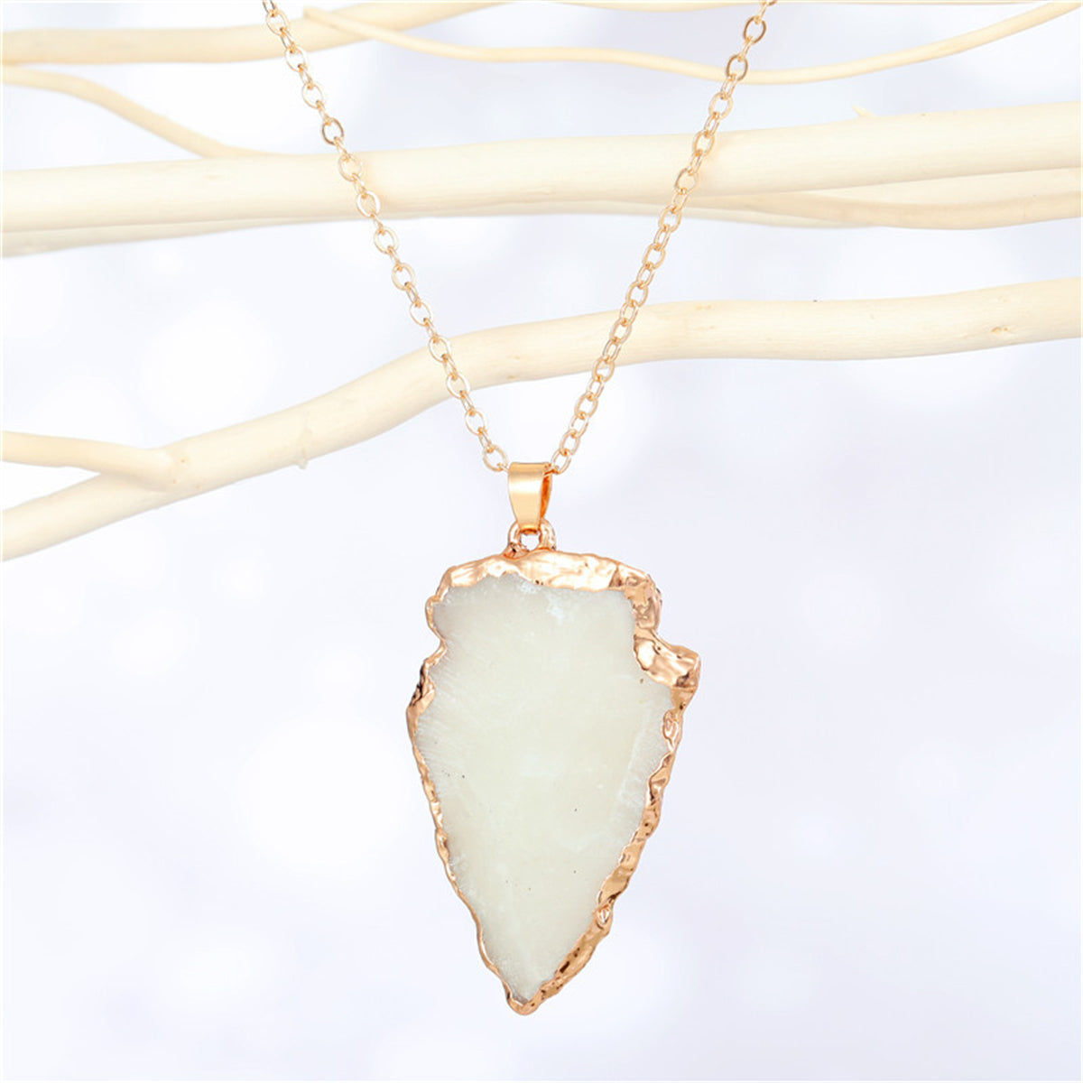 White Resin & 18K Gold-Plated Geometric Pendant Necklace