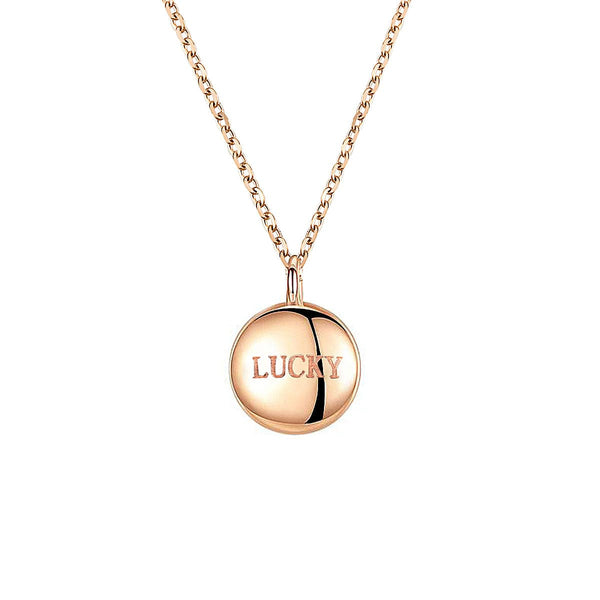 18k Rose Gold-Plated 'Lucky' Round Pendant Necklace - streetregion