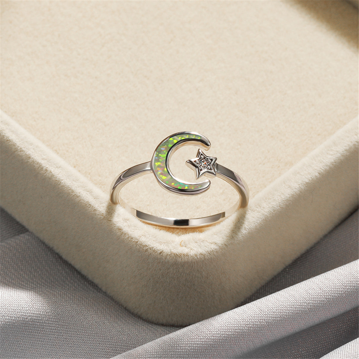Opal and Cubic Zirconia Celestial Bypass Ring, statement rings for women, elegant gift for her, lifestyle look