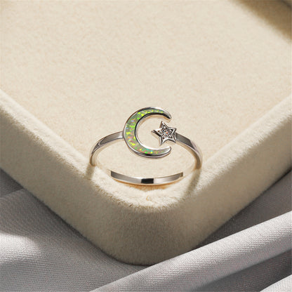 Opal and Cubic Zirconia Celestial Bypass Ring, statement rings for women, elegant gift for her, lifestyle look