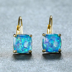 Blue Opal & 18K Gold-Plated Cushion-Cut Leverback Earrings