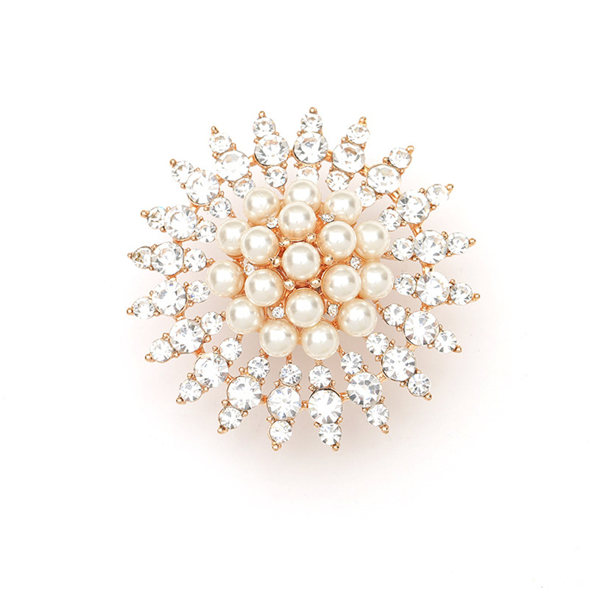 Cubic Zirconia and Pearl 18K Gold-Plated Floral Statement Ring, gold statement rings for women, side view
