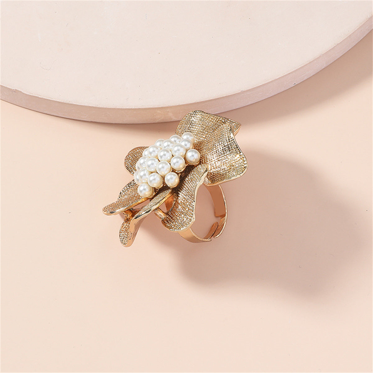 Pearl and 18K Gold-Plated Flower Statement Ring, gold statement rings for women, everyday style, lifestyle look