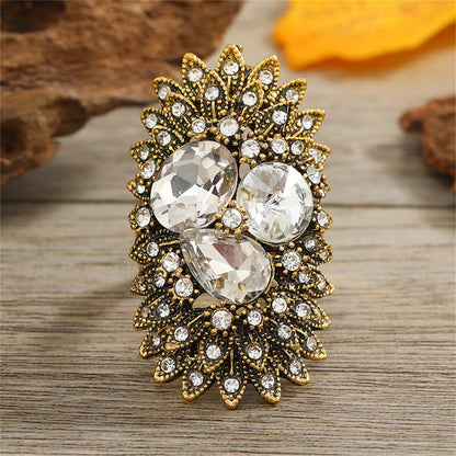 Crystal and Cubic Zirconia 18K Gold-Plated Botany Statement Ring, gold statement rings for women, lifestyle look