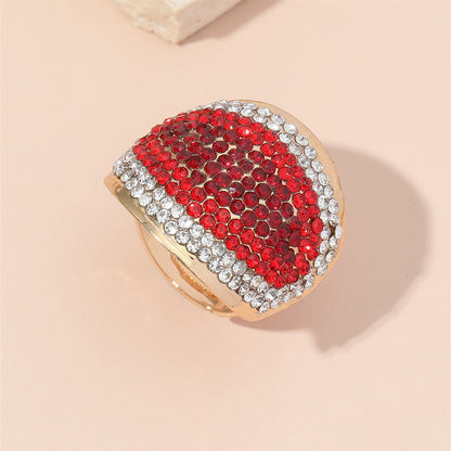 Red Cubic Zirconia and 18K Gold-Plated Eye Adjustable Ring, gold statement rings for women, everyday style, side view