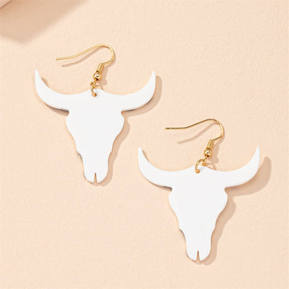 White Acrylic and 18K Gold-Plated Longhorn Drop Earring, gold drop earrings for women, botanical inspired, styled look