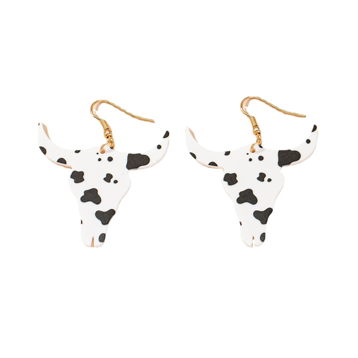 White Acrylic and 18K Gold-Plated Longhorn Drop Earring, gold drop earrings for women, botanical inspired, side view