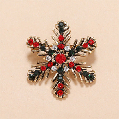 Black and Red Cubic Zirconia 18K Gold-Plated Snowflake Brooch, gold brooch pin, botanical inspired, side view