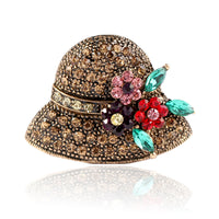 Gray Cubic Zirconia & 18k Gold-Plated Flower Hat Brooch