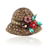 Gray Cubic Zirconia & 18k Gold-Plated Flower Hat Brooch