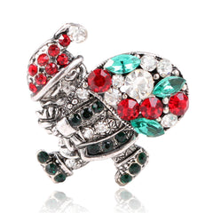 Green Crystal & Cubic Zirconia Santa Brooch