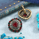Red Crystal & Cubic Zirconia Heart Huggie Earrings