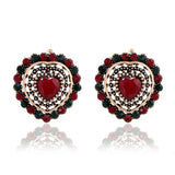 Red Crystal & Cubic Zirconia Heart Huggie Earrings