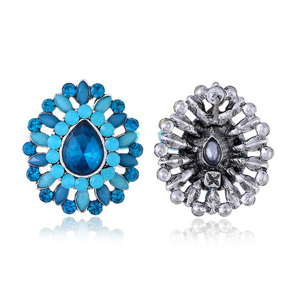 Navy Crystal and Cubic Zirconia Stud Earrings, stud earrings for women, everyday style, side view