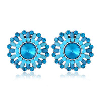 Blue Crystal & Cubic Zirconia Round Stud Earrings