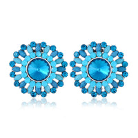 Blue Crystal & Cubic Zirconia Round Stud Earrings