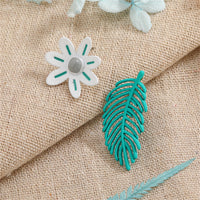 Green Enamel & Silver-Plated Leaf & Flower Mismatched Stud Earrings