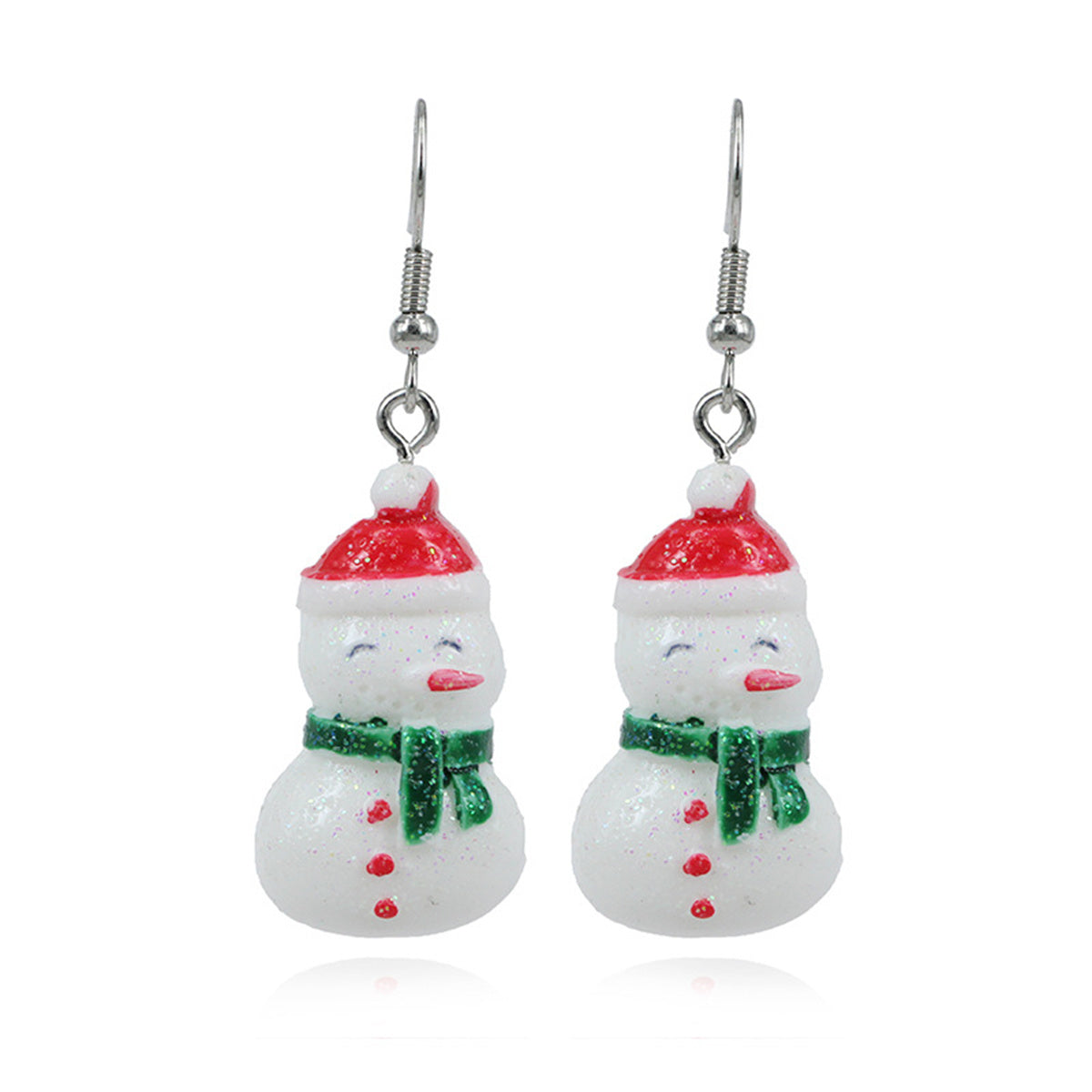 Red and White Snowman Drop Earrings, drop earrings for women, everyday style, front view