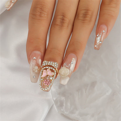 Cubic Zirconia and 18K Gold-Plated Butterfly Bypass Midi Ring, gold statement rings for women, front view