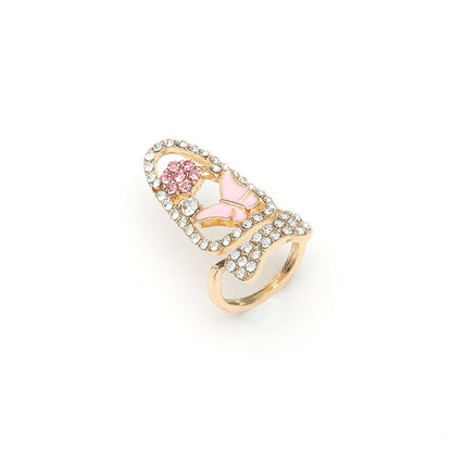 Cubic Zirconia and 18K Gold-Plated Butterfly Bypass Midi Ring, gold statement rings for women, side view