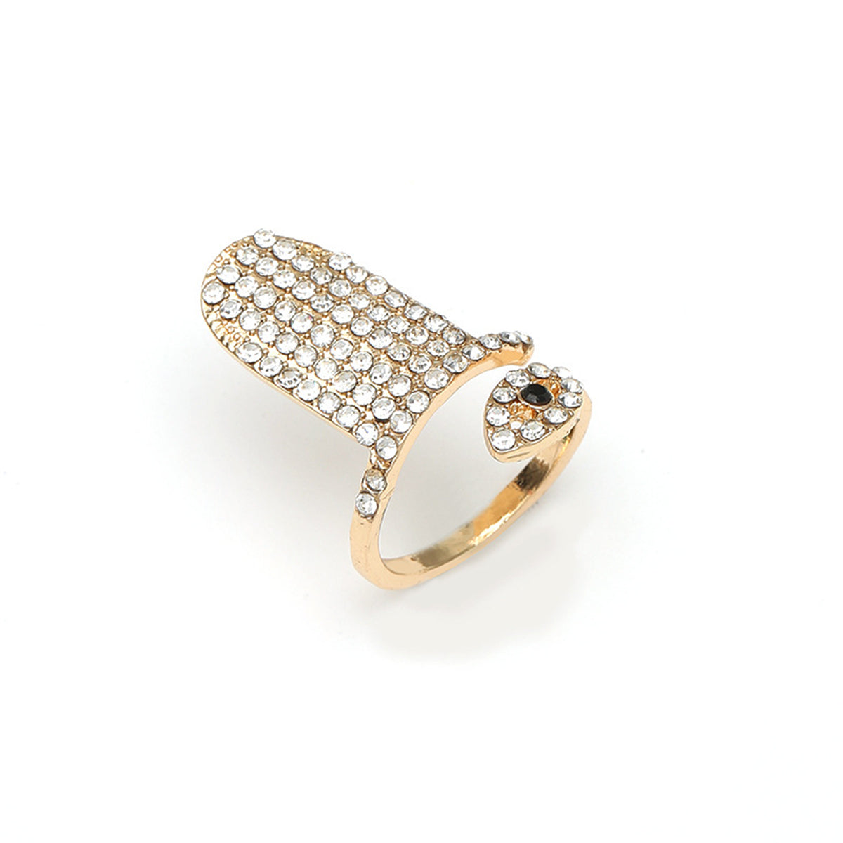 Cubic Zirconia and 18K Gold-Plated Eye Bypass Midi Ring, gold statement rings for women, botanical inspired, side view