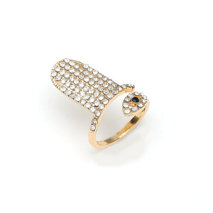 Cubic Zirconia and 18K Gold-Plated Eye Bypass Midi Ring, gold statement rings for women, botanical inspired, side view