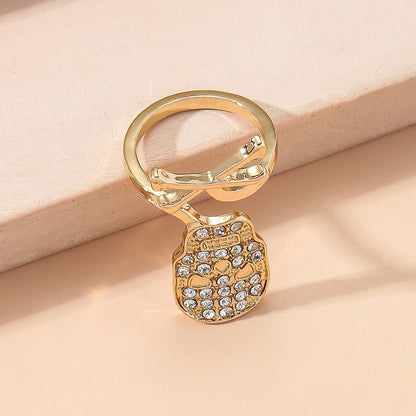 Cubic Zirconia and 18K Gold-Plated Skull Bypass Midi Ring, gold statement rings for women, botanical inspired, lifestyle look