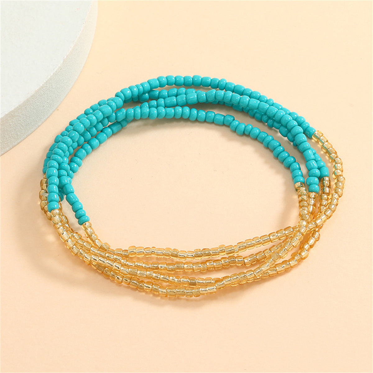 Blue Howlite Stacked Bracelet, bracelet for women, dainty minimalist design, front view