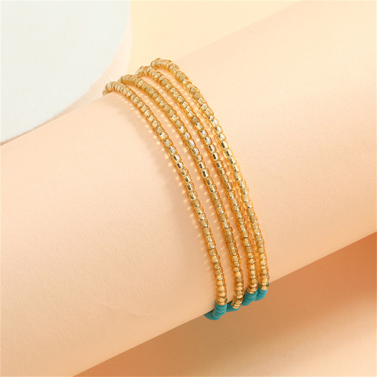 Blue Howlite Stacked Bracelet, bracelet for women, dainty minimalist design, detail close-up