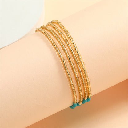 Blue Howlite Stacked Bracelet, bracelet for women, dainty minimalist design, detail close-up