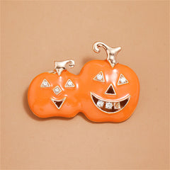 Cubic Zirconia & Orange Jack-O'-Lantern Brooch