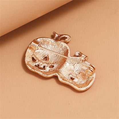 Cubic Zirconia and Orange Jack-O'-Lantern Brooch, brooch pin, vintage-inspired design, lifestyle look