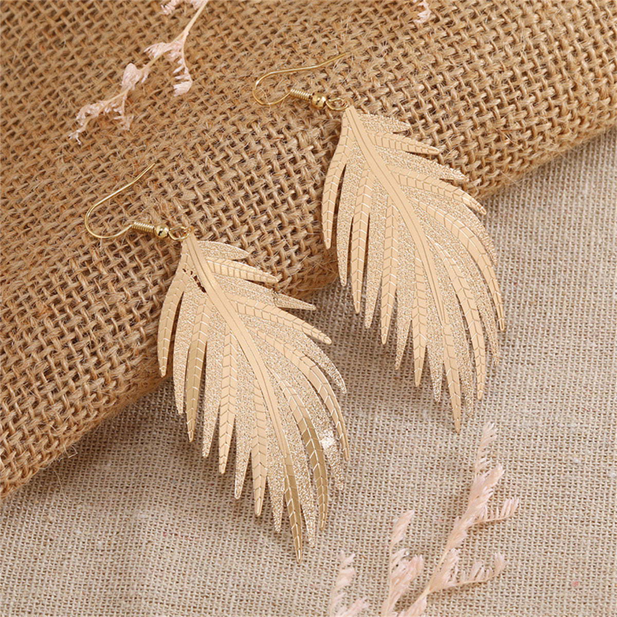 18K Gold-Plated Feather Drop Earrings
