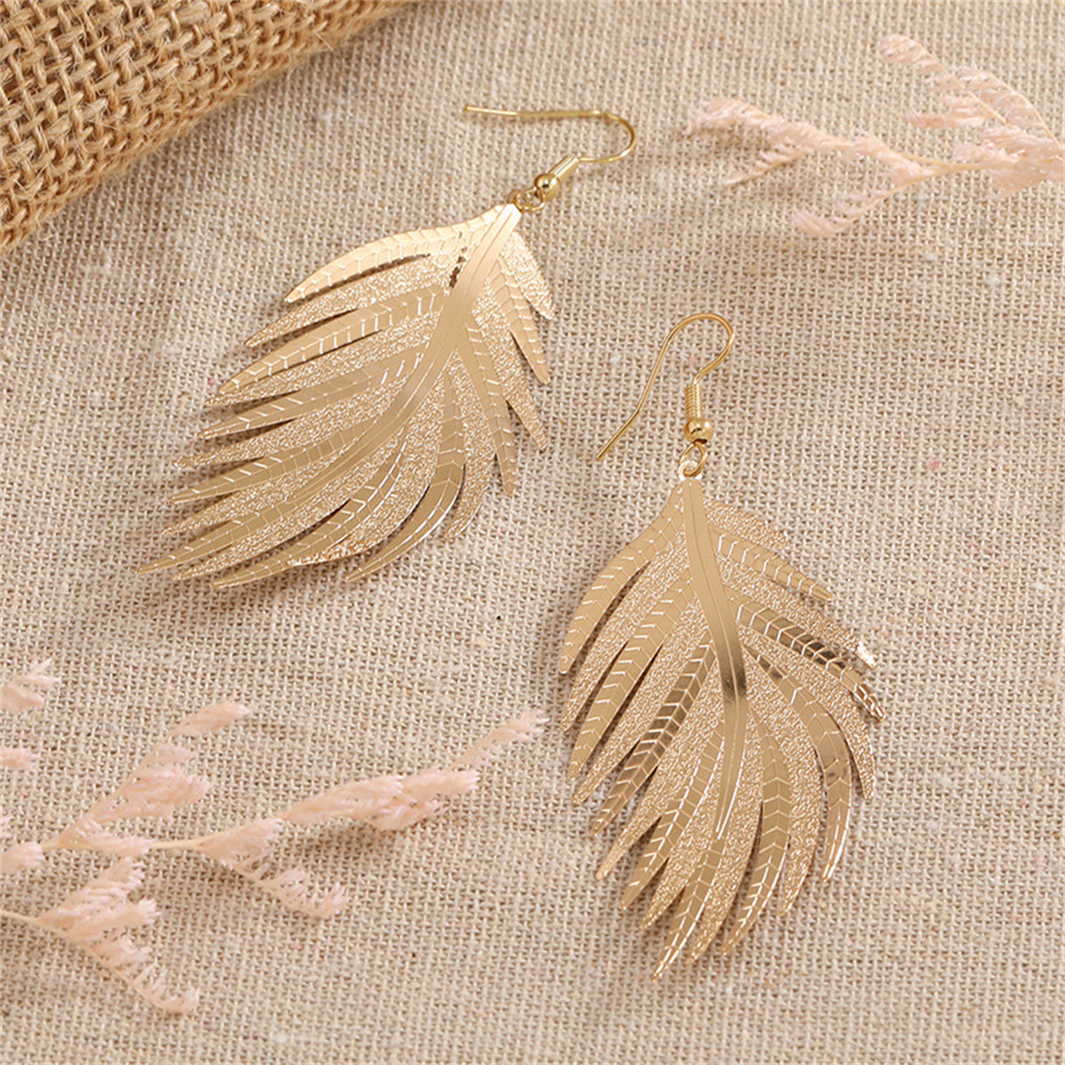 18K Gold-Plated Feather Drop Earrings
