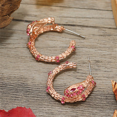 Rose Cubic Zirconia & 18K Rose Gold-Plated Snake Huggie Earrings