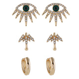Cubic Zirconia & 18k Gold-Plated Eye Stud Earrings Set