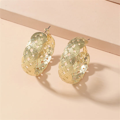 18K Gold-Plated Weaving Hoop Earrings