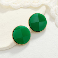 Green & 18k Gold-Plated Plaid Round Stud Earrings