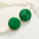 Green & 18k Gold-Plated Plaid Round Stud Earrings