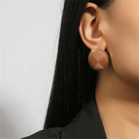 Green & 18k Gold-Plated Plaid Round Stud Earrings