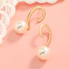 Pearl & 18K Gold-Plated Heart Drop Earrings