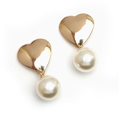 Pearl and 18K Gold-Plated Heart Drop Earrings, gold drop earrings for women, botanical inspired, lifestyle look