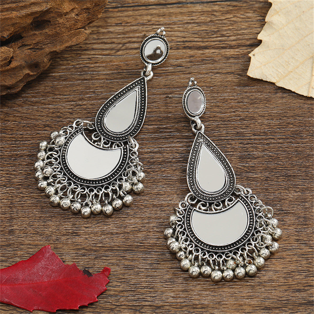 Acrylic & Enamel Silver-Plated Drop Bead Tassel Drop Earrings